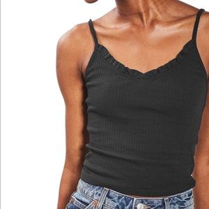 NWT Topshop Ruffle Trim Tank - Black